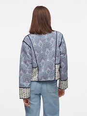 VILA Grey Paisley Printed Tie Front Quilted Jacket - Image 4 of 6