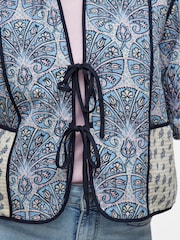 VILA Grey Paisley Printed Tie Front Quilted Jacket - Image 5 of 6