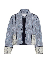 VILA Grey Paisley Printed Tie Front Quilted Jacket - Image 6 of 6