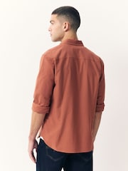 Rust Brown Slim Fit Long Sleeve Oxford Shirt - Image 3 of 8