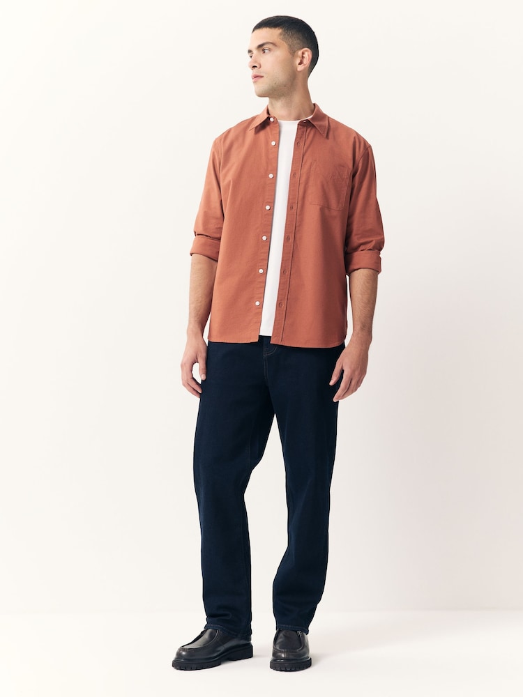 Buy Rust Brown Slim Fit Long Sleeve Oxford Shirt from Next USA Buy Rust Brown Slim Fit Long Sleeve Oxford Shirt from Next USA