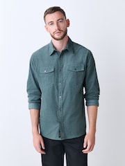 Green Western Styling Long Sleeve Cord Shirt - Image 4 of 5