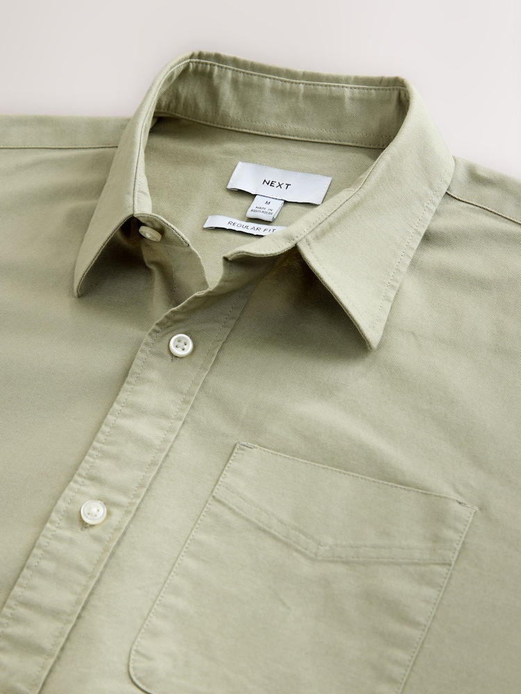 Sage Green Regular Fit Long Sleeve Oxford Shirt - Image 8 of 8