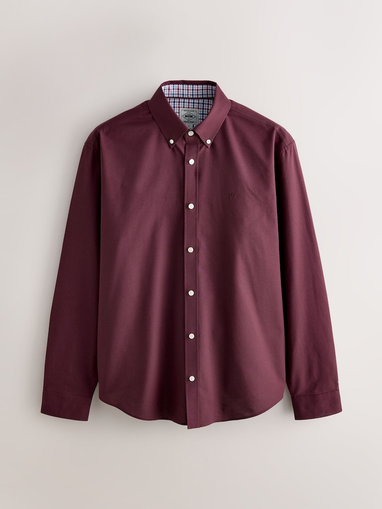 Burgundy Red Stretch Oxford Long Sleeve Shirt - Image 1 of 1