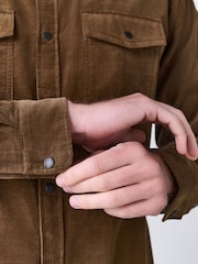 Tan Brown Western Styling Long Sleeve Cord Shirt - Image 5 of 9