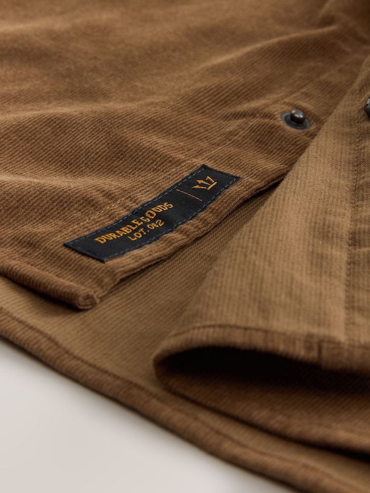 Tan Brown Western Styling Long Sleeve Cord Shirt - Image 9 of 9