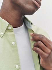 Sage Green Slim Fit Long Sleeve Oxford Shirt - Image 4 of 8