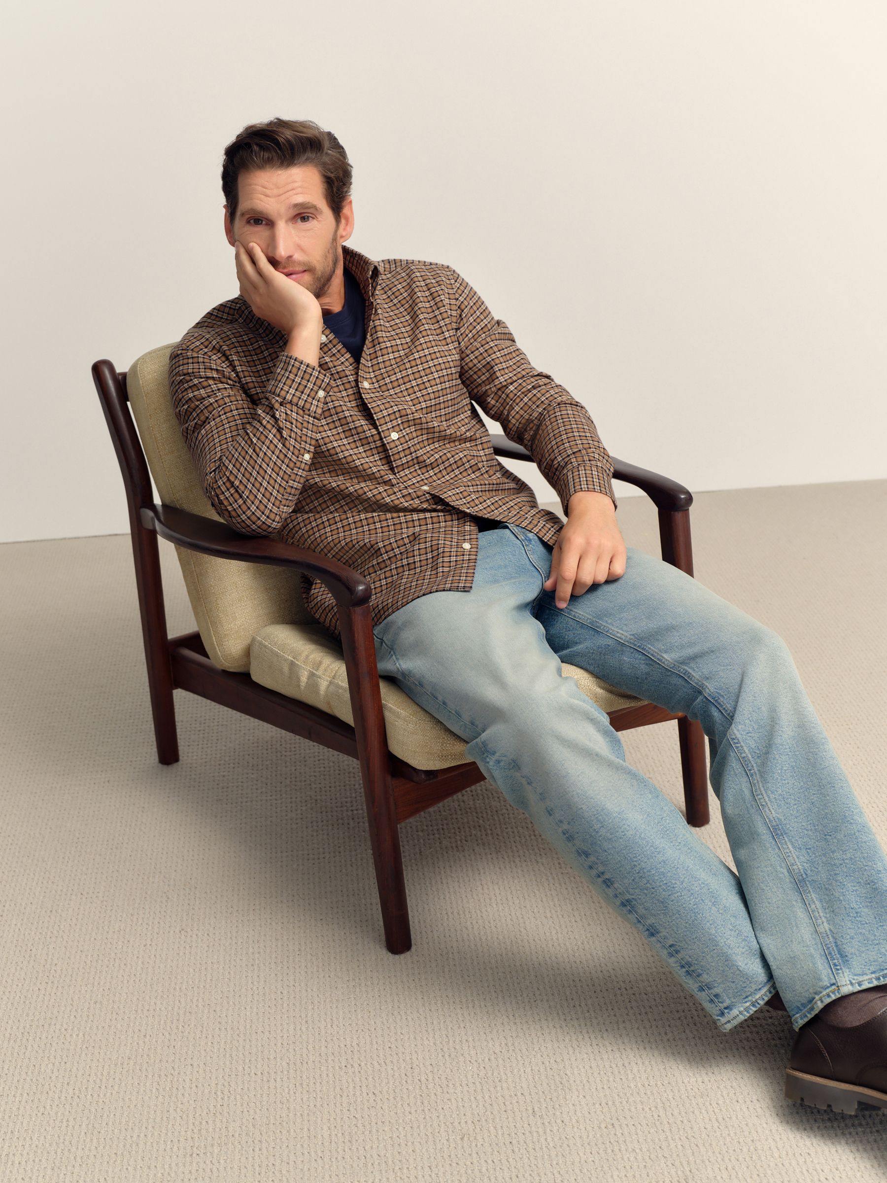 Buy Neutral Long Sleeve Check Shirt from Next USA