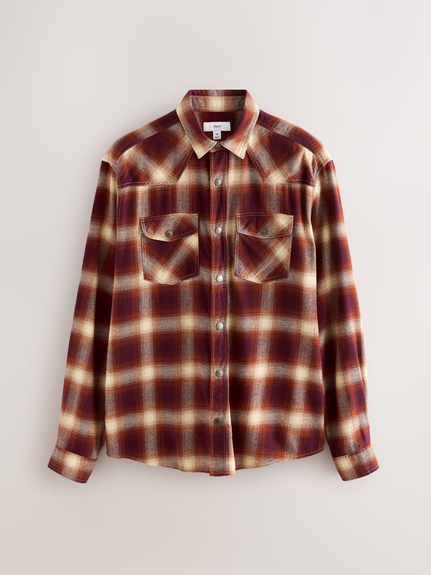 Buy Damson Red Western Style Ombre Check Long Sleeve Shirt from