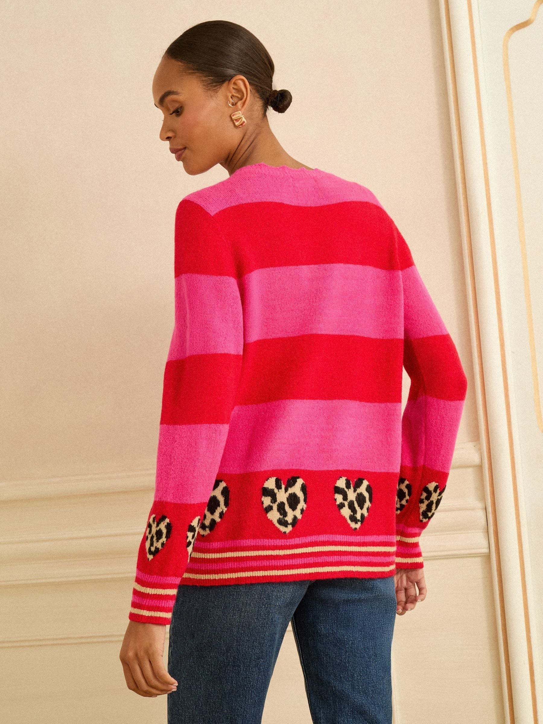 ♡M♡ Buy Love & Roses Pink and Red Stripe Animal Heart Jumper from Next