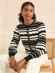 Love & Roses Blue/White Knitted Cardigan - Image 1 of 4
