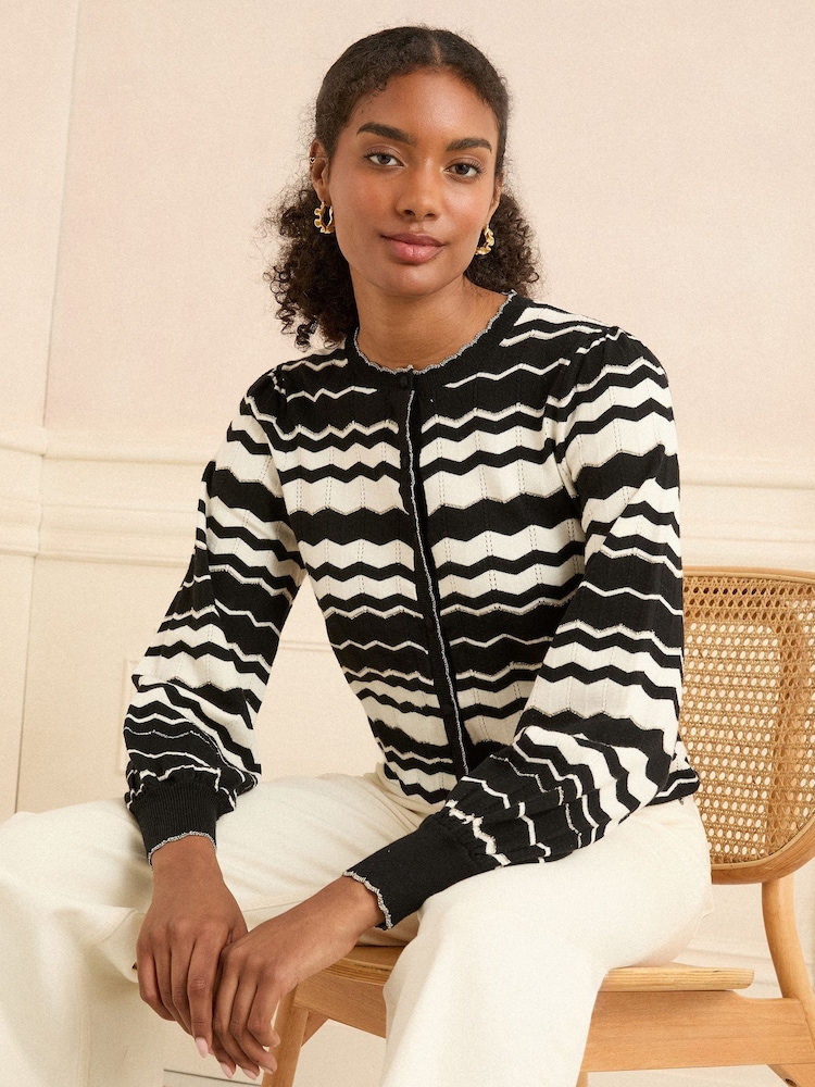 Love & Roses Blue/White Knitted Cardigan - Image 1 of 4