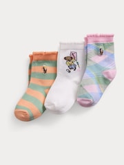 Polo Ralph Lauren Baby Polo Bear Flag Stripe Tartan Socks 3 Pack - Bild 1 von 1