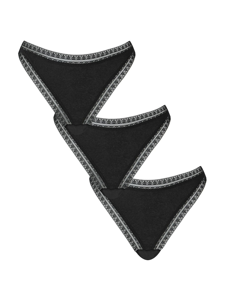 KBX Black Thong Brazilian Knickers 3 Pack - Image 2 of 8
