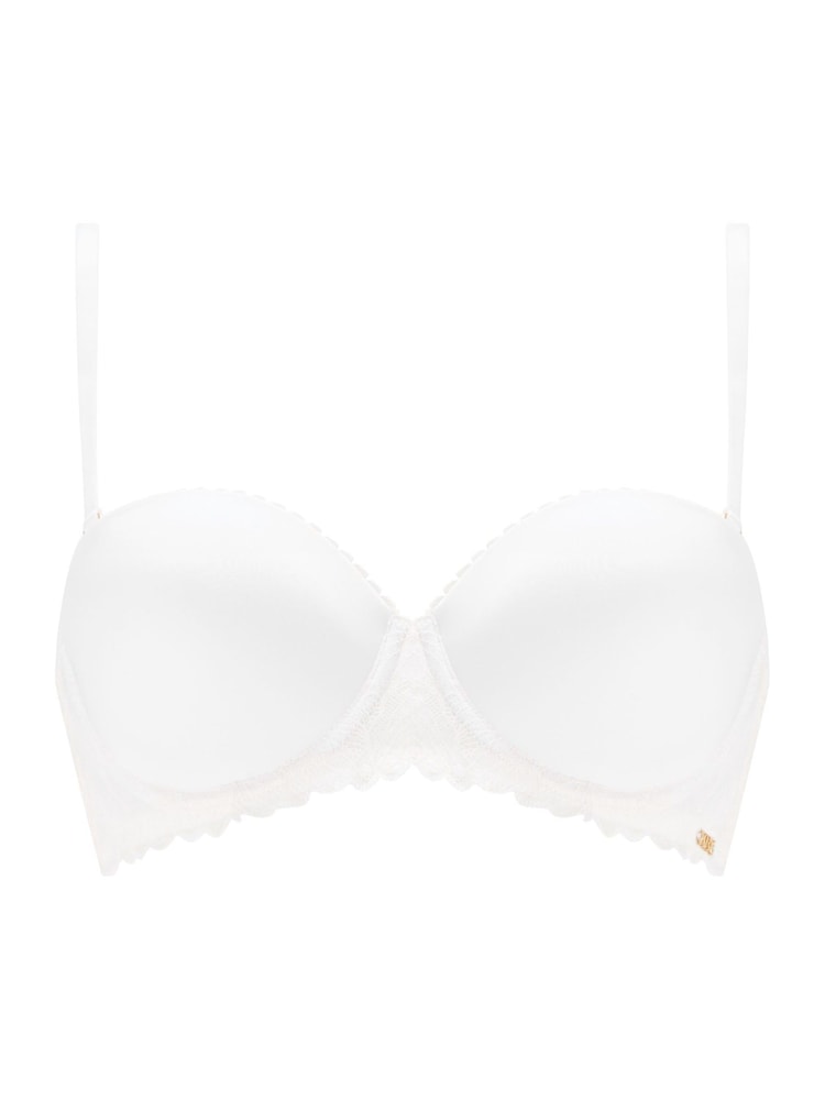 KBX White Strapless Harper Scalloped Lace Smooth Padded Plunge Bra - Image 7 of 7