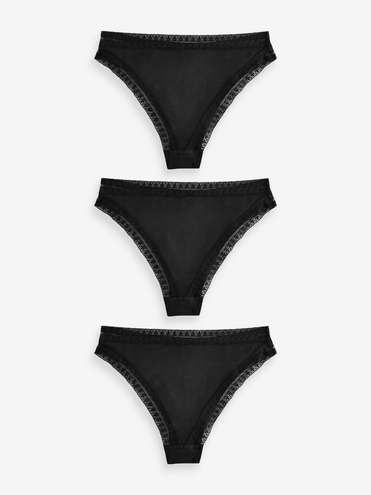 KBX Black Brazillian Brazilian Knickers 3 Pack - Image 1 of 8