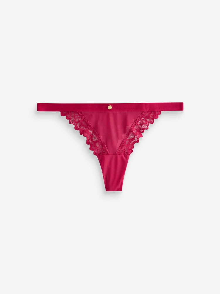 KBX Black/Red Thong Lace High Leg Knickers 3 Pack - Image 7 of 9