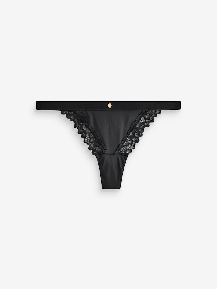 KBX Black/Red Thong Lace High Leg Knickers 3 Pack - Image 9 of 9