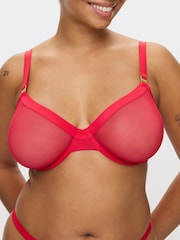 KBX Red Zadie Mesh Non Pad Plunge Bra - Image 5 of 7