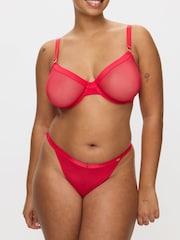 KBX Red Zadie Mesh Non Pad Plunge Bra - Image 6 of 7