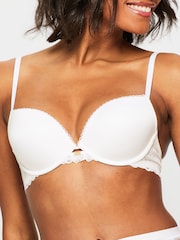 KBX White Pad Plunge Harper Scalloped Lace Smooth Padded Plunge Bra - Image 1 of 7