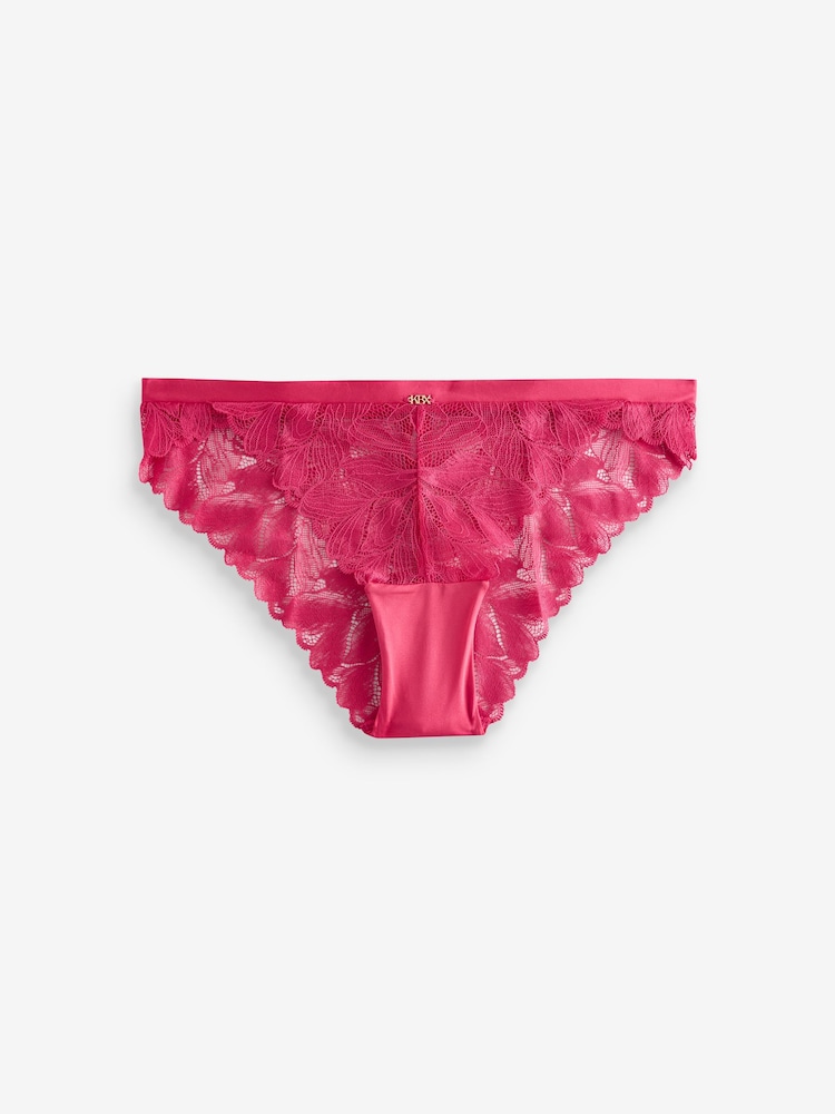 Розовый - KBX Harper Scalloped Lace Brazilian Knickers - Image 7 of 7