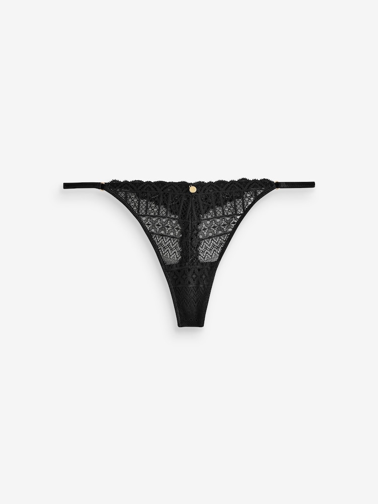KBX Black Thong Lace High Leg Knickers 3 Pack - Image 2 of 7