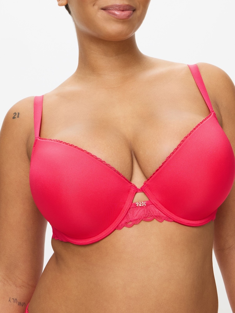 KBX Pink Harper Scalloped Lace Smooth Padded Plunge Bra - Image 4 of 8