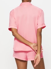 KBX Pink Hattie Satin Revere Shirt and Shorts Set - Image 2 of 4
