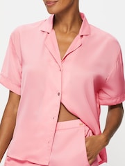 KBX Pink Hattie Satin Revere Shirt and Shorts Set - Image 3 of 4