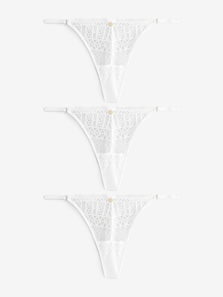 Белый - KBX Lace High Leg Knickers 3 Pack - Изображение 1 из 5