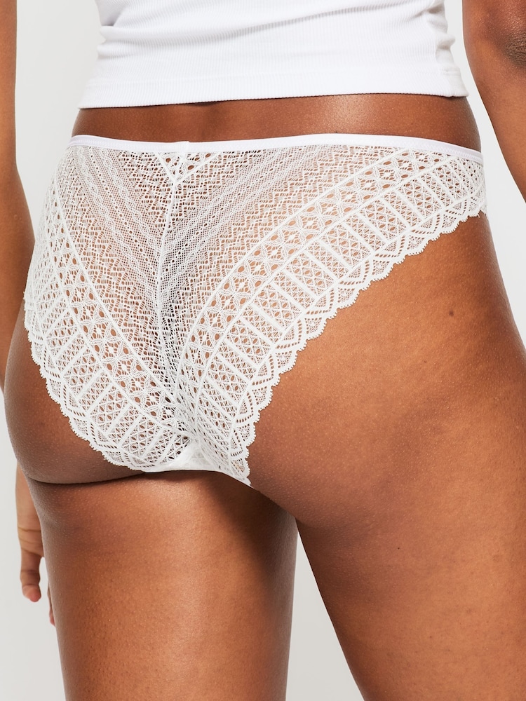 KBX White High Leg Lace High Leg Knickers 3 Pack - Image 3 of 5