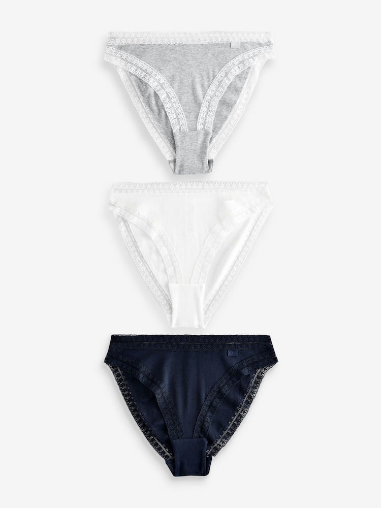 Синий - KBX Brazilian Knickers 3 Pack - Изображение 1 из 4