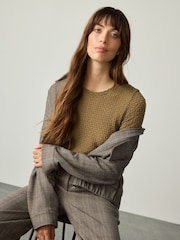Khaki Green Texture Half Sleeve T-Shirt - Image 2 of 4