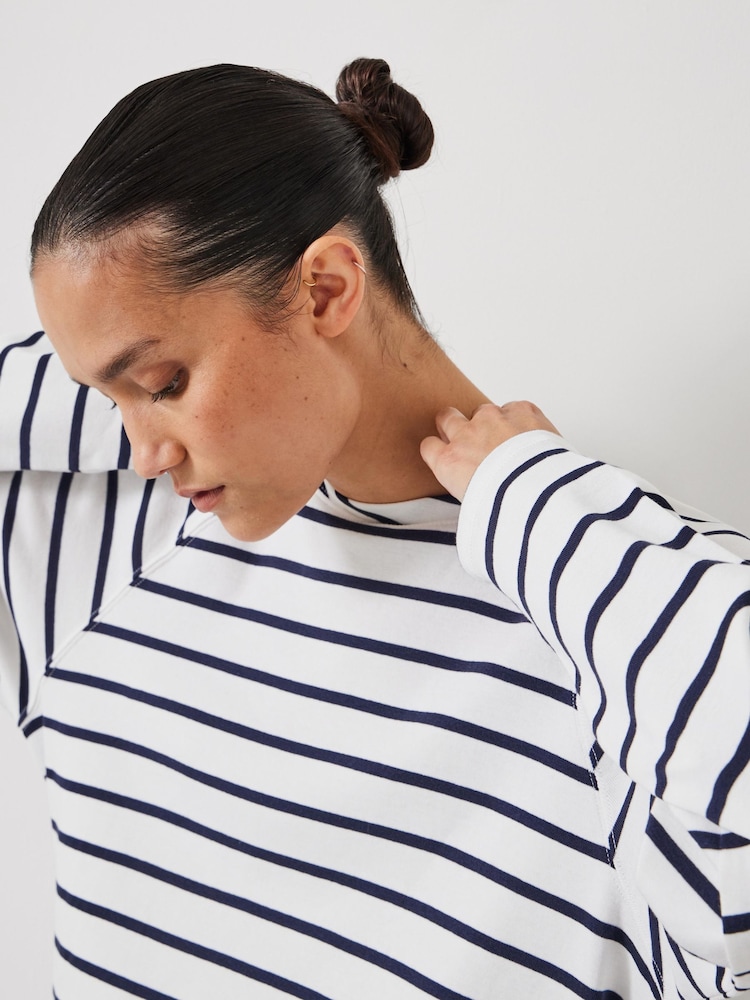 Hush White Matilda Stripe 100% Cotton Raglan Top - Image 4 of 5