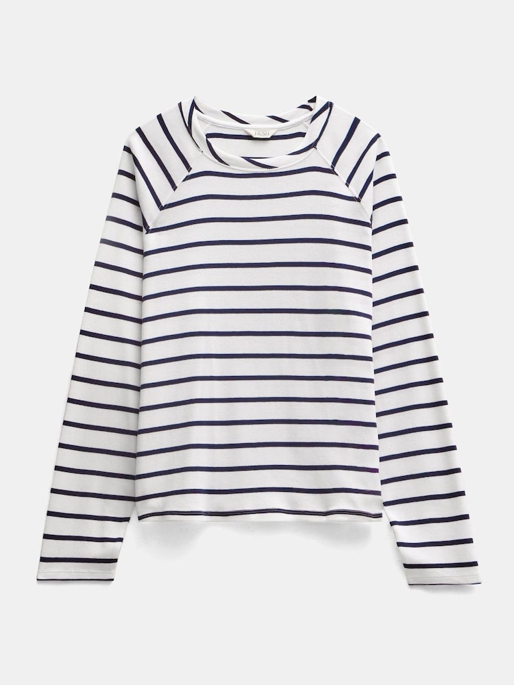 Hush White Matilda Stripe 100% Cotton Raglan Top - Image 5 of 5