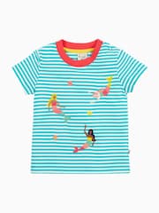 Frugi Blue Ennis Non-Applique Top Embroidered 100% Cotton T-Shirt - Image 1 of 4