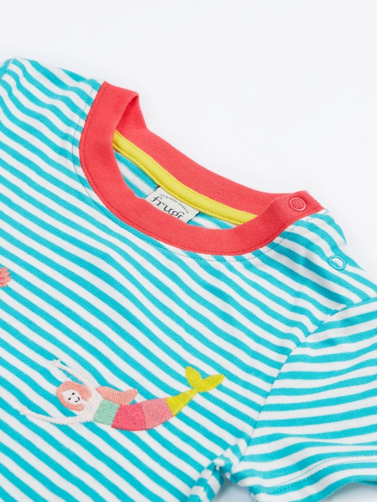 Frugi Blue Ennis Non-Applique Top Embroidered 100% Cotton T-Shirt - Image 4 of 4