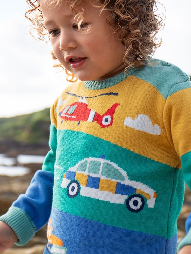 Frugi Green Elwood Knitted 100% Cotton Jumper - Image 1 of 5