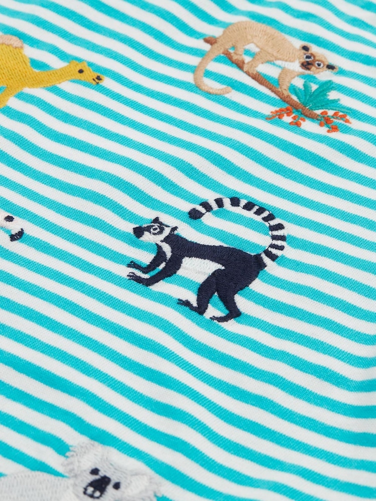Frugi 100% Cotton Blue Non-Applique Ennis Embroidered 100% Cotton T-Shirt - Image 2 of 4