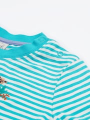 Frugi 100% Cotton Blue Non-Applique Ennis Embroidered 100% Cotton T-Shirt - Image 4 of 4