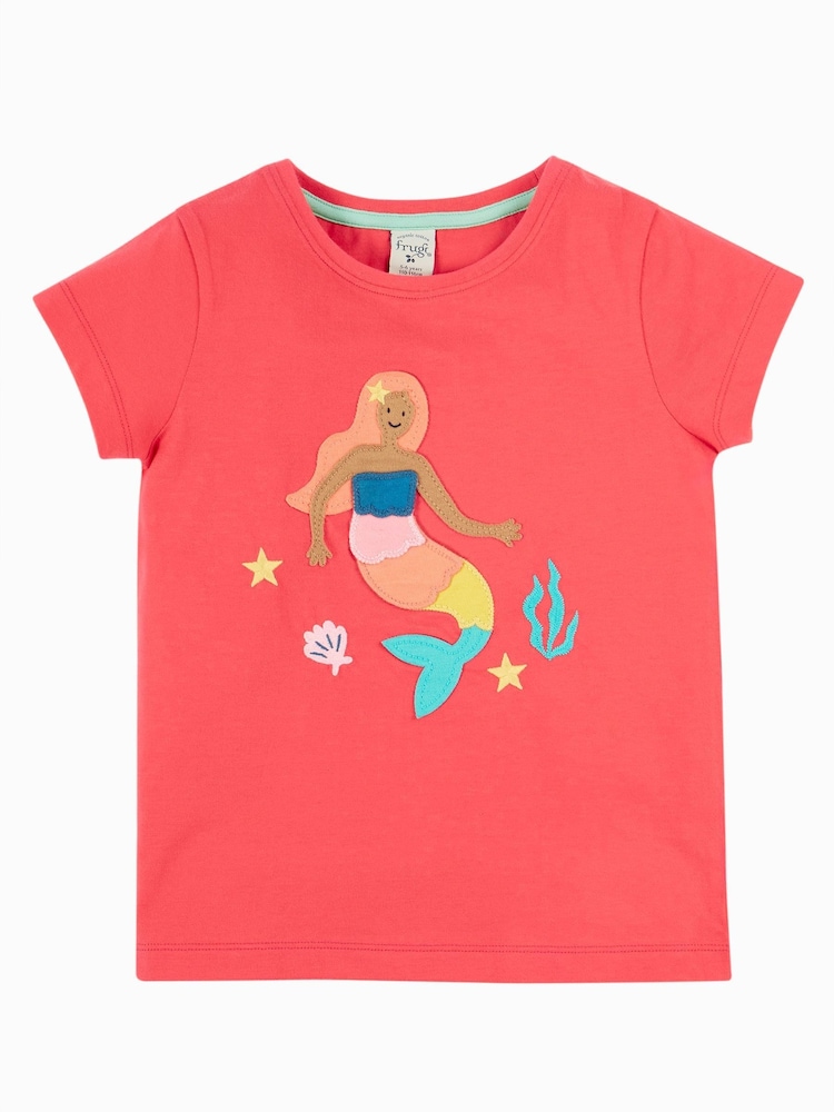 Frugi Pink Tamara Appliqué 100% Cotton T-Shirt - Imagen 1 de 3