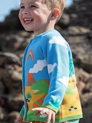 Cárdigan con dinosaurio y arcoíris de punto de Frugi - Imagen 1 de 5