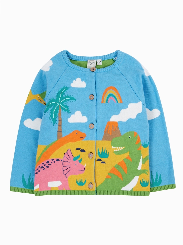 Cárdigan con dinosaurio y arcoíris de punto de Frugi - Imagen 2 de 5