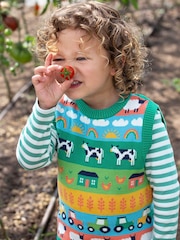 Frugi Blue Rainbow Tavi Knitted Tank 100% Cotton Top - Image 1 of 7