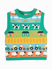 Frugi Blue Rainbow Tavi Knitted Tank 100% Cotton Top - Image 3 of 7