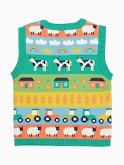 Frugi Blue Rainbow Tavi Knitted Tank 100% Cotton Top - Image 4 of 7