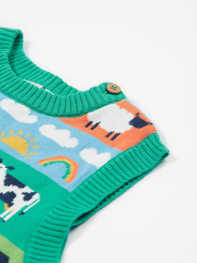Frugi Blue Rainbow Tavi Knitted Tank 100% Cotton Top - Image 6 of 7