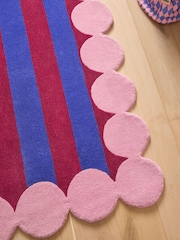 Eleanor Bowmer Blue Bubble Border Stripe Wool Tufted Rug - Image 2 of 5
