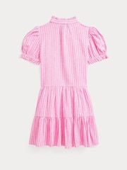 Polo Ralph Lauren Pink Girls Stripe Linen Blend Shirt Dress - Image 5 of 5